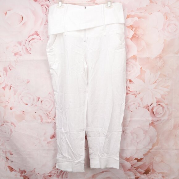 Noracora Belted Sash Ankle Pants Trousers Size Large White Regular Fit - Picture 6 of 8